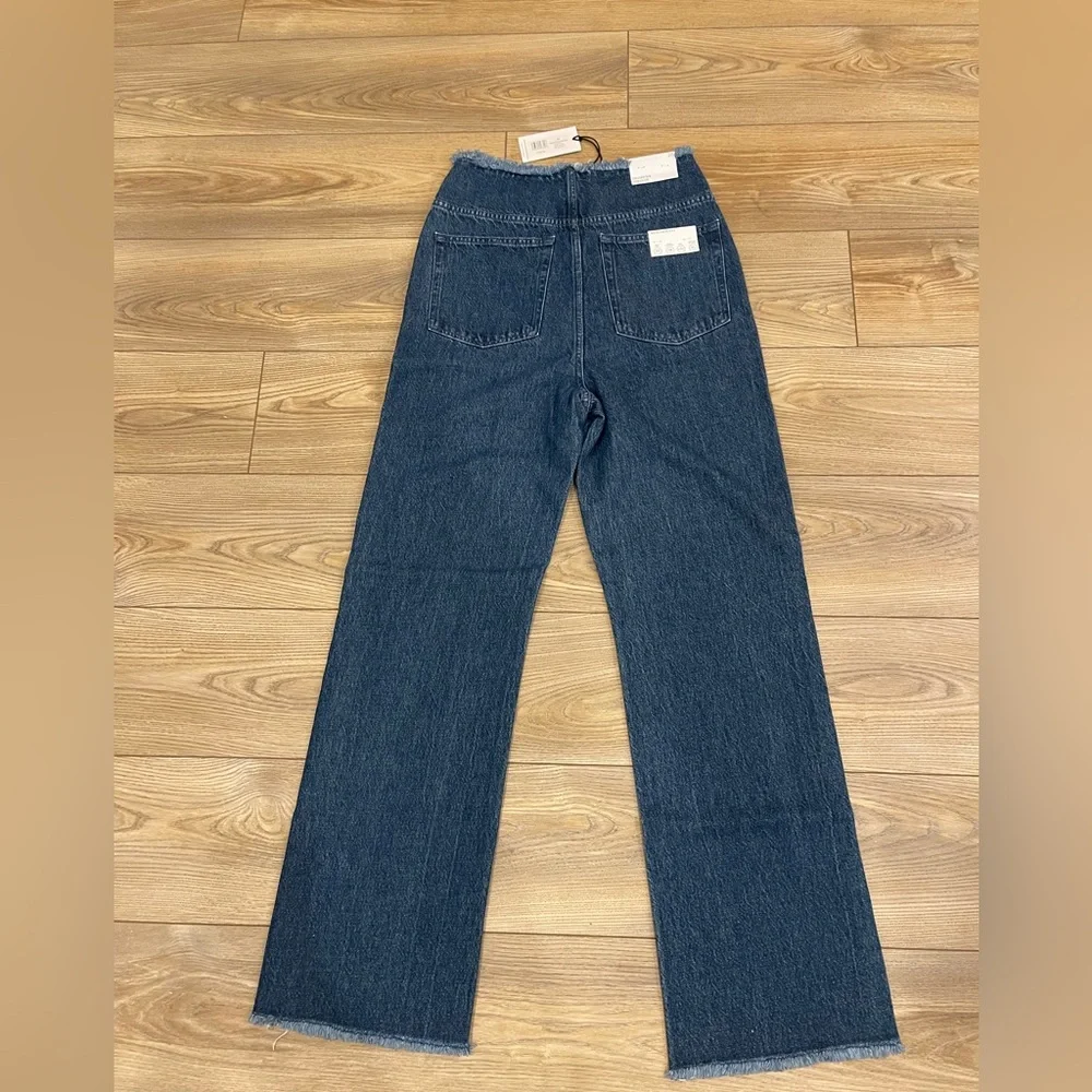 WeWoreWhat Indigo High-Rise Straight Leg Jeans with Raw Hem